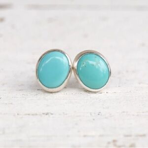 Oval Kingman Turquoise Stud Post Earrings